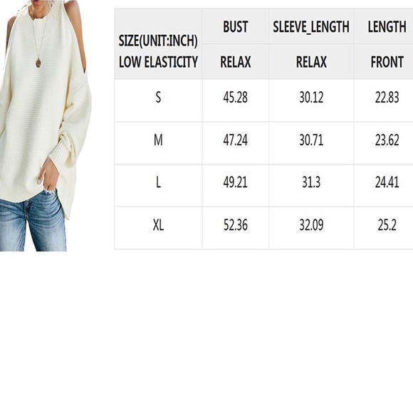 White Cold Shoulder Sweater - Picture 5 of 5